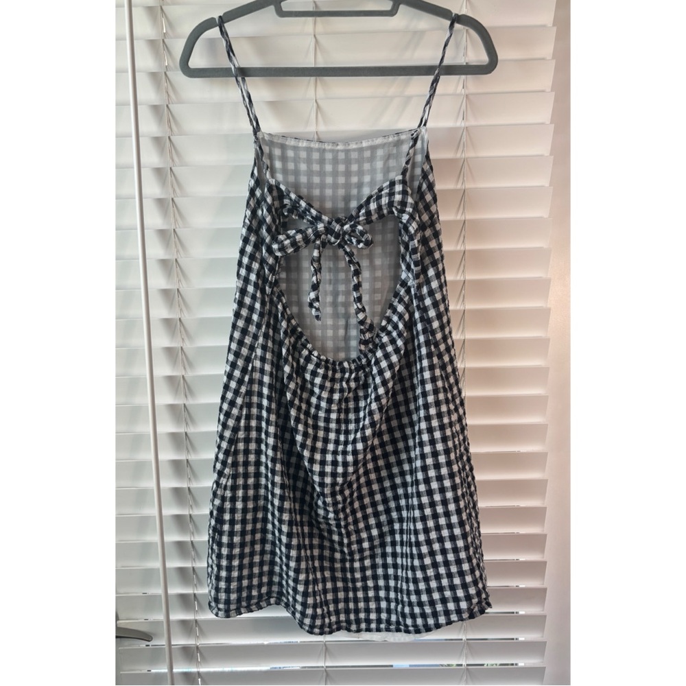 American Eagle Blue/black and White Checkered Dress